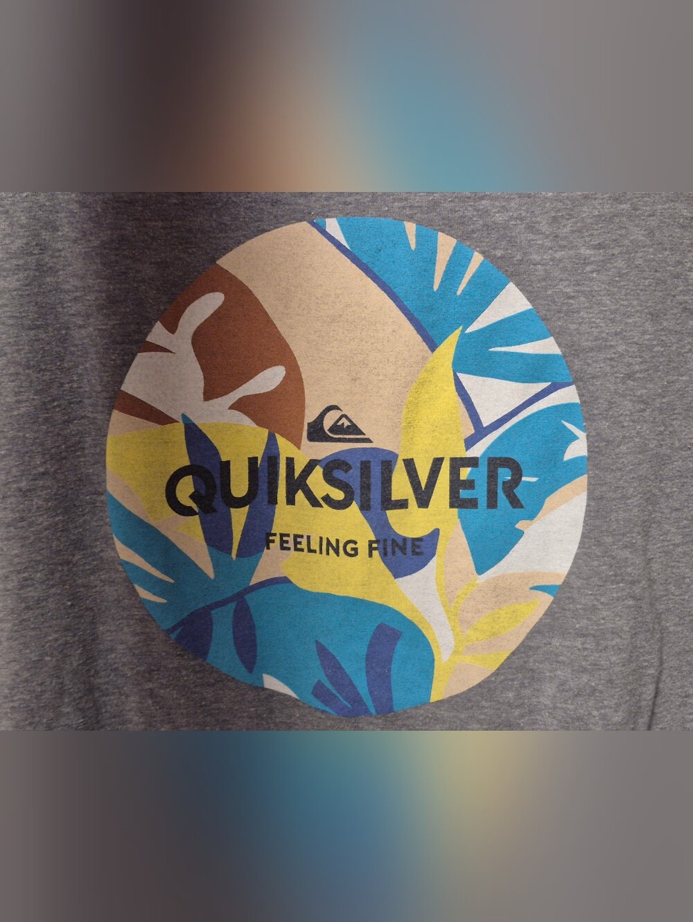 Quiksilver Gray Tee with Black Logo Print